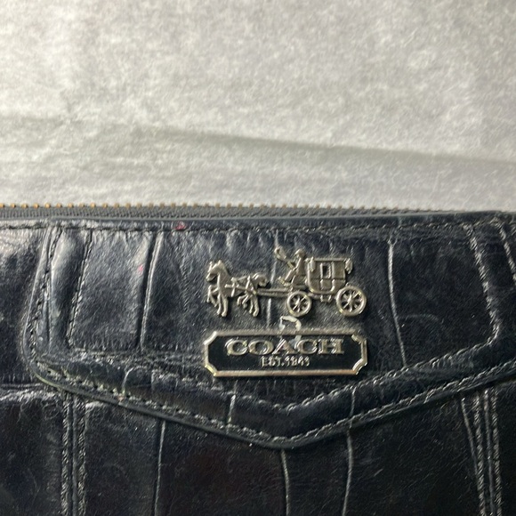 Coach Madison Black Embossed Croc zip around accordion wallet. - Picture 2 of 10